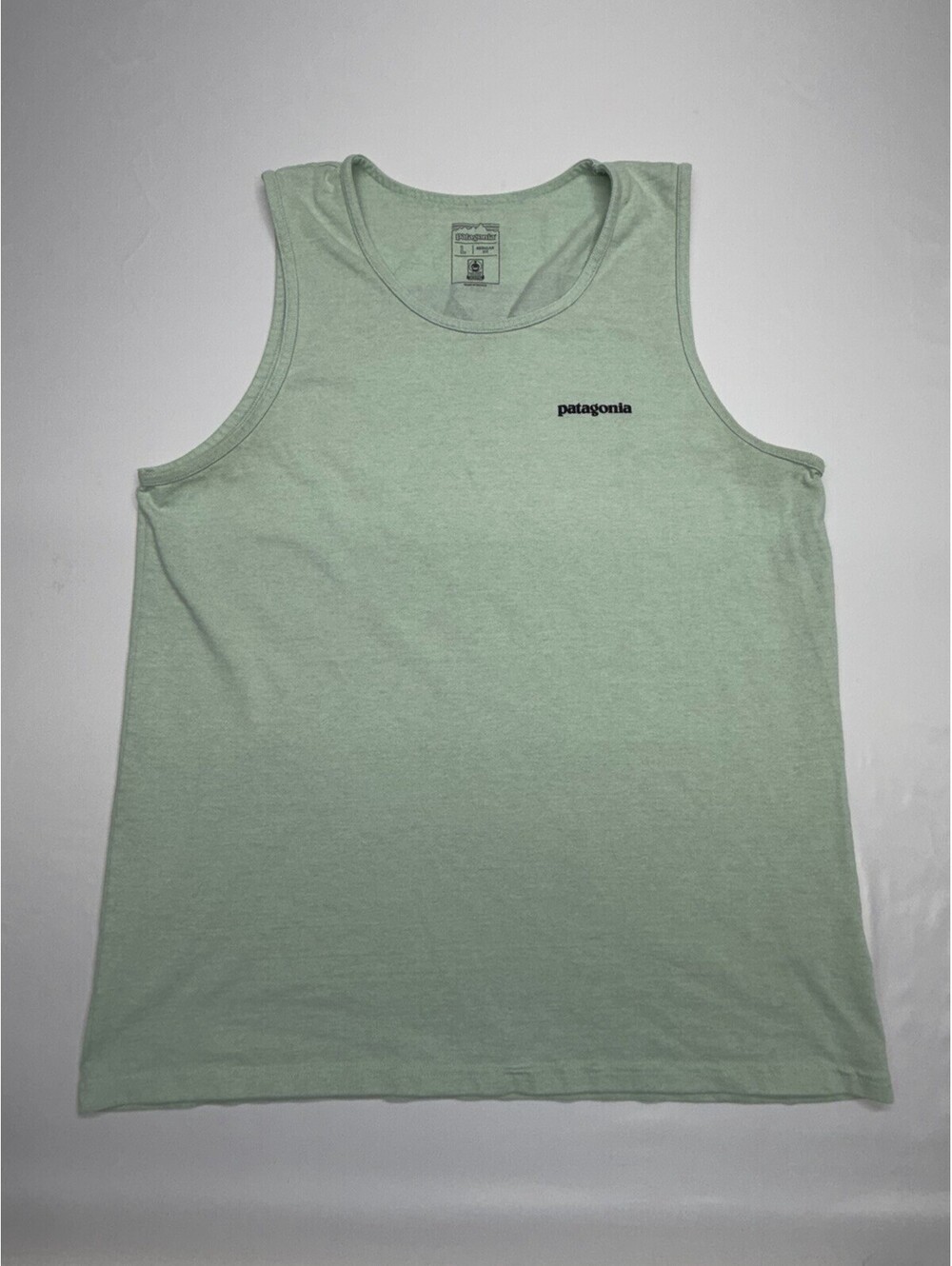 Patagonia Shirt Mens Large Green Logo Sleeveless Tank Top Organic Cotton Casual